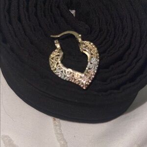 Tri Color- Gold Plated Heart Earrings-NWT